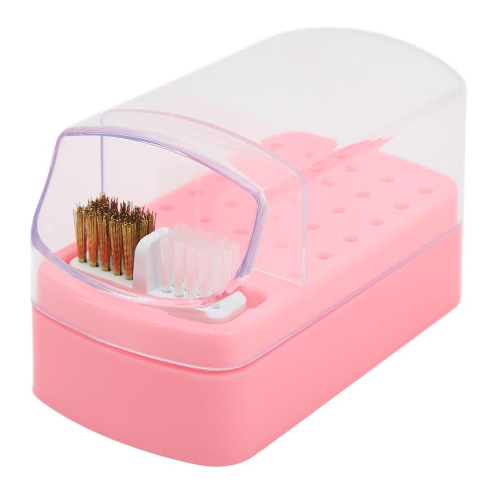 30 Holes Nail Drill Bit Holder Cleaning Brush Case Dsut Proof Stand Display Storage Manicure Tools