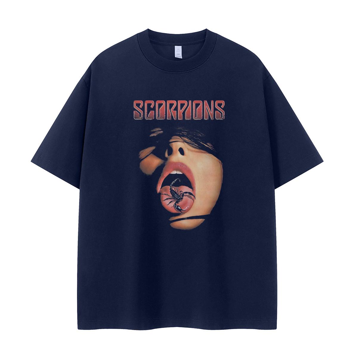 

Scorpion Band Retro American Street Hip Hop Subcultural Dark VTG ShoulderSleeved Rock TShirt 4XL