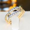 Luxury Female Gold Color White Zircon Stone Wedding  Promise Love Engagement Rings For Women