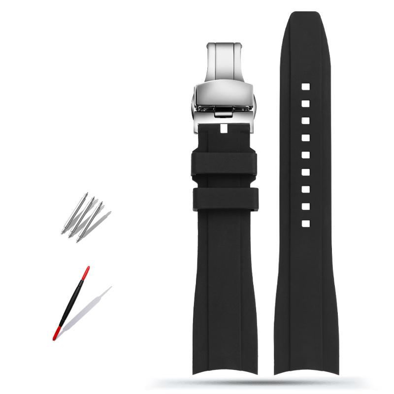20mm 22mm Curved End Rubber Watchband For Casio Swordfish Seiko Tissot Omega Waterproof Silicone Sport Watch Band Bracelet Strap