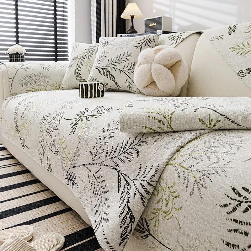 New French Chenille Plant Jacquard  Anti Cat Scratch Furniture Sofa Cover Couch Blanket Universal for All Seasons Home Couch Mat