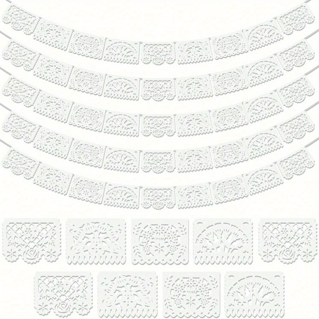 1 Set White Shredded Paper Banner, Plastic Mexican Party Banner Wedding Christmas Party Decoration, Day of The Dead, Day of The Dead Decor Supplies