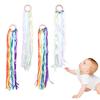 Rainbow Natural Wooden Ribbon Newborn Sensory Bell Toy Shower Gifts Dancing Prop