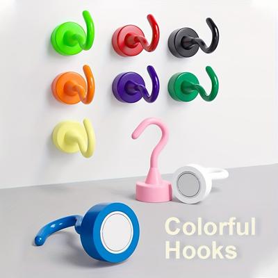 10pcs Multi-Color Magnetic Storage Hooks, 11lbs Weight Capacity, Durable Magnets for Hanging On Refrigerators and Ceilings