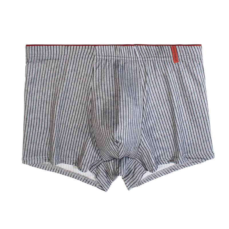 Men's Vertical Striped Soft Boxer Briefs - Breathable, Elastic, and Skin-Friendly.