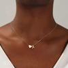 18K Gold Stainless Steel Clavicle Chain Necklace with Heart & 26 Letters Pendant for Women