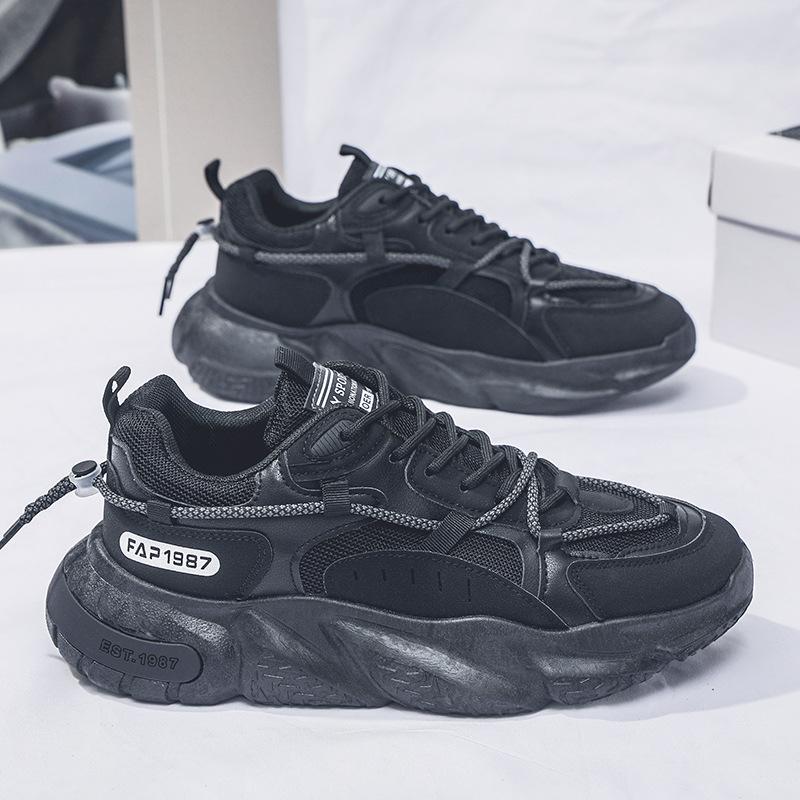 

Осенняя мужская обувь, новые дышащие сетчатые туфли, мужская модная универсальная обувь для увеличения внутренней высоты, спортивная обувь для отдыха и бега, модная обувь для папы 44 чёрный
