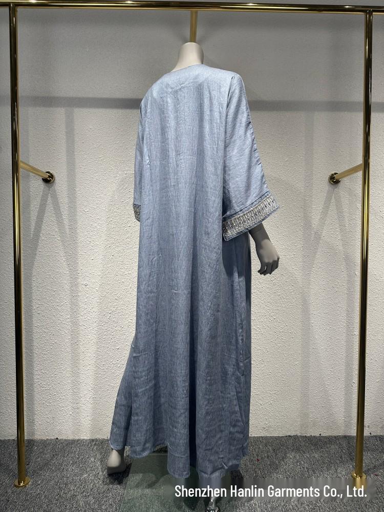 L230 Rhinestone Craft Muslim Abaya Jalabiya Evening Gown