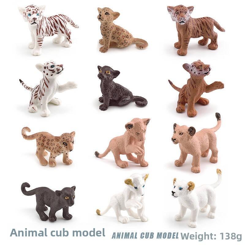 

Simulating Wild Animal Tiger And Leopard Cub Models Desktop Ornament Set For Childrens Room Decor