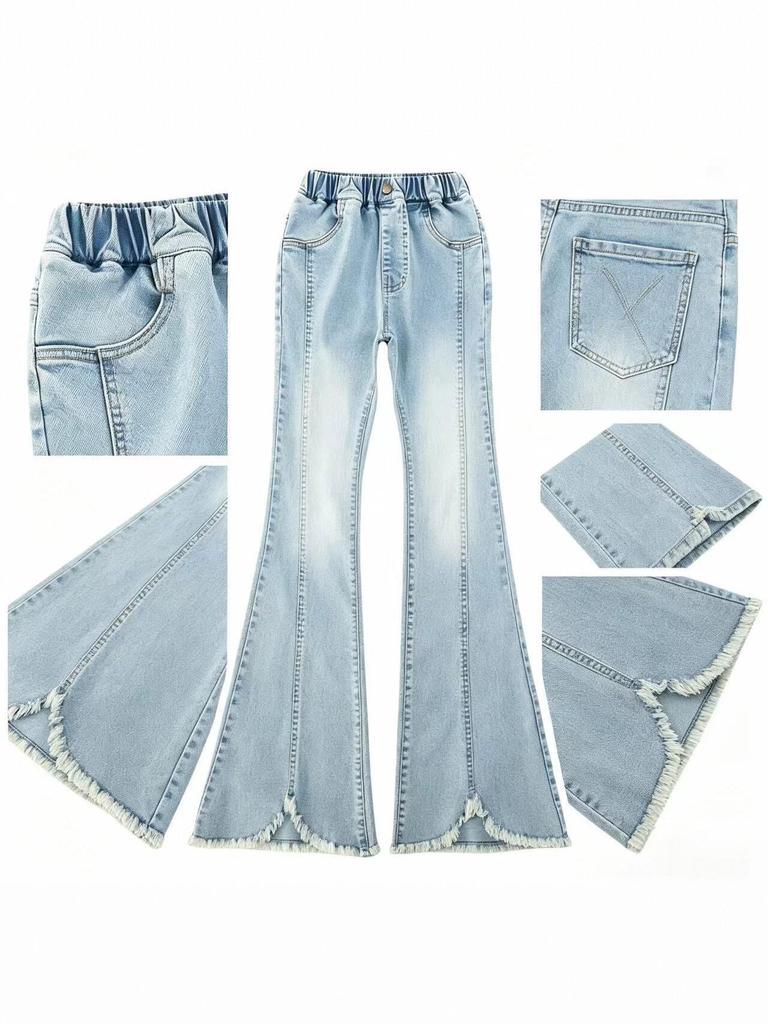 Girls' Stylish Slim Fit Flare Jeans - Spring/Summer 2026 Collection for Medium and Large Children.