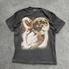 Vintage Geese Full Moon Graphic Tee, Distressed Swans Waterfowl T-Shirt