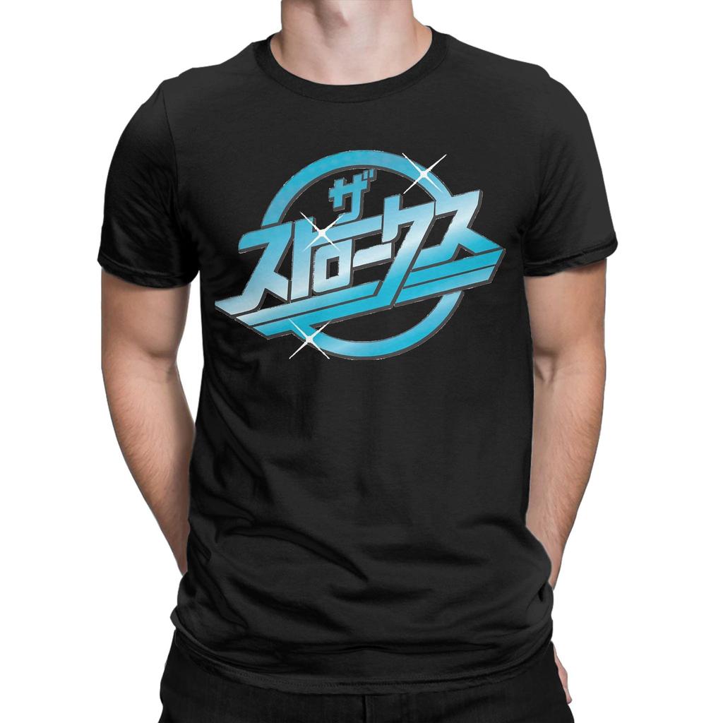 The Strokes Band T Shirts for Men Pure Cotton Funny TShirts Round Neck Tees Short Sleeve Clothing Printing