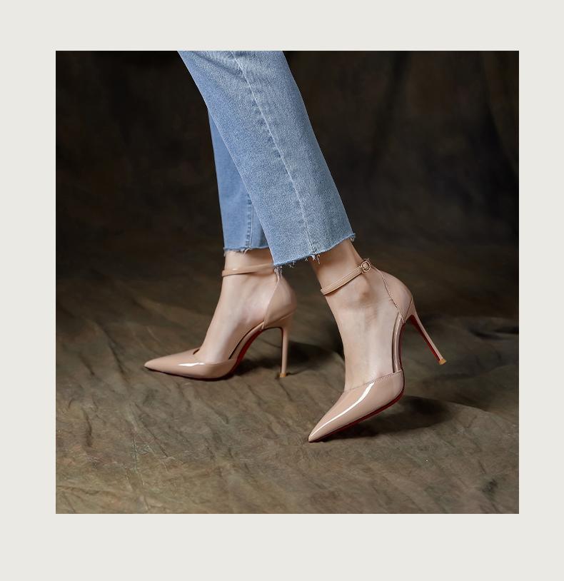 Fashion 2024 Summer New Fashion Outwear Sandals Women's Pointed Shallow Mouth Solid Color Comfortable Banquet Single Shoes Women