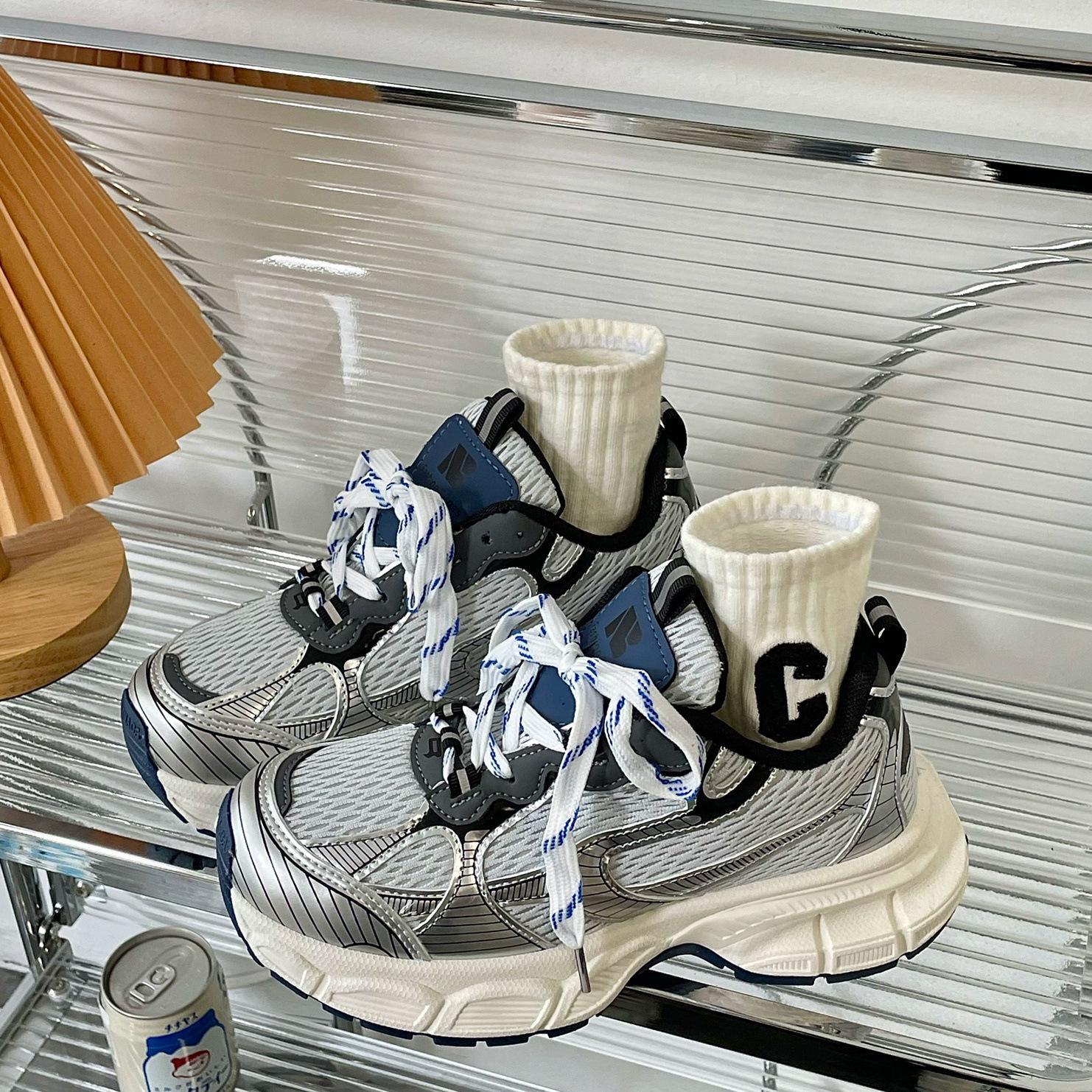 

Хит продаж женские универсальные повседневные туфли в корейском стиле 2024 новая весна осень на толстой подошве кроссовки для бега и спорта 40 синий