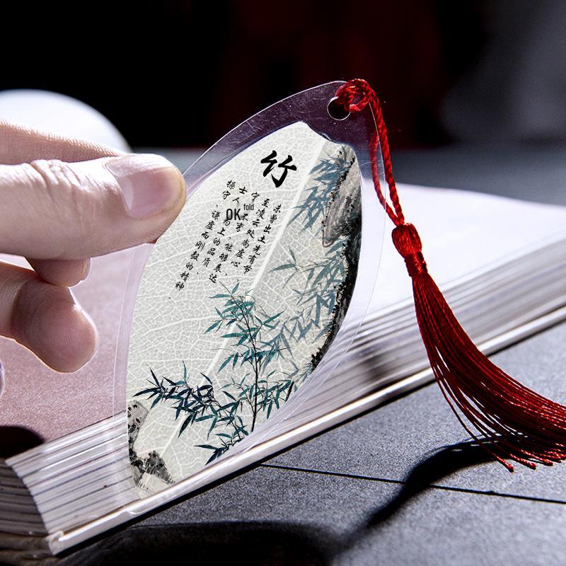 Chinese Style Leaf Vein Bookmark: Plum, Orchid, Bamboo, Chrysanthemum - Graduation Gift for Classmates or Girls