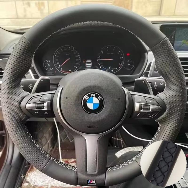 Ręcznie szyta osłona kierownicy samochodowej ze skóry mikrofibry do BMW M Sport F06 F10 F15 F16 F20 F21 F25 F30 F32gt F80 F82 X1 X3 x5