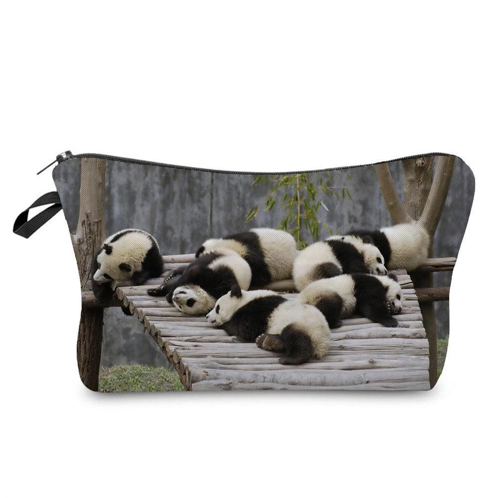Women  Panda Print Cosmetic Bag Toiletries Organize Travel Storage Case KTB