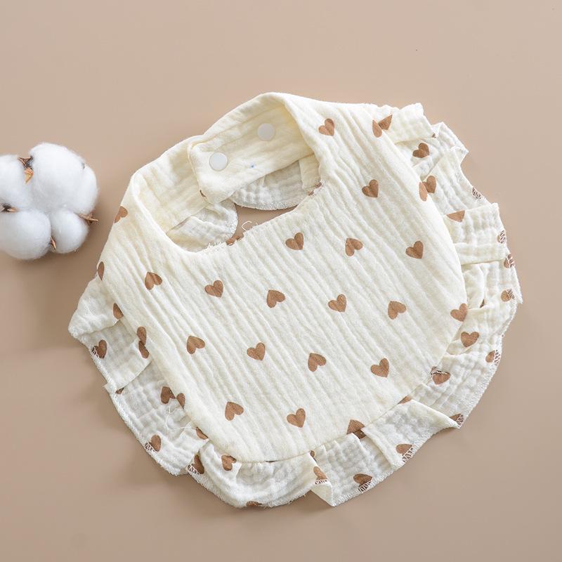 Korean Style Baby Bib: 6-Layer Pure Cotton Gauze with Lace, Cute, Soft & Absorbent