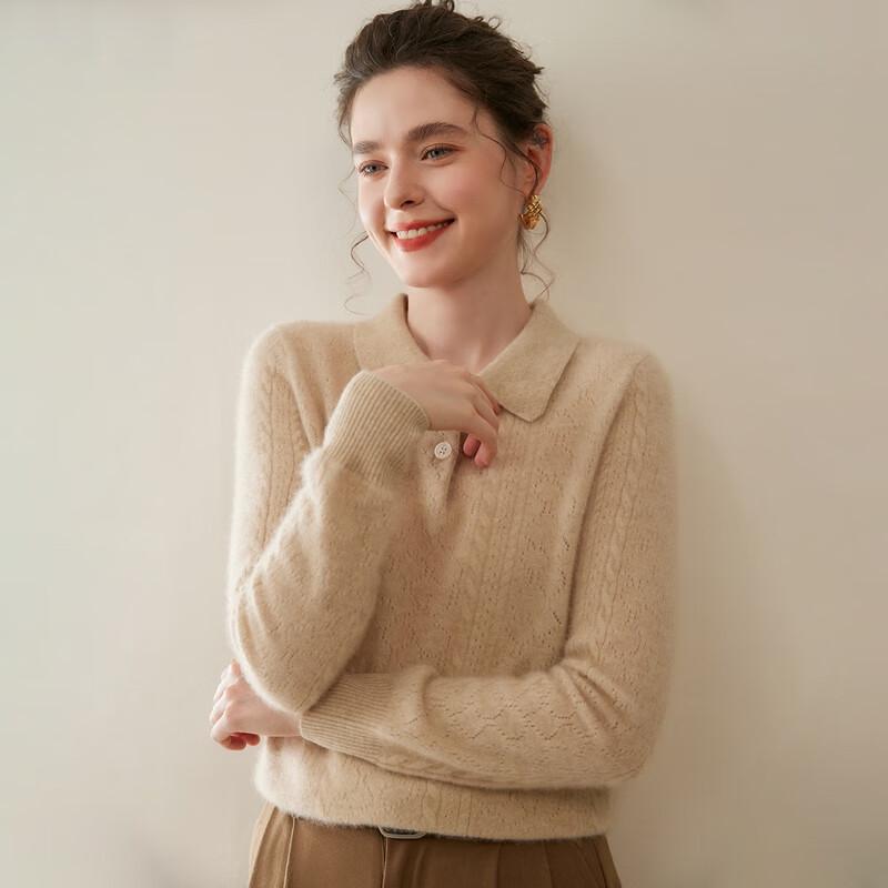 Women's 100% Cashmere Polo Neck Sweater