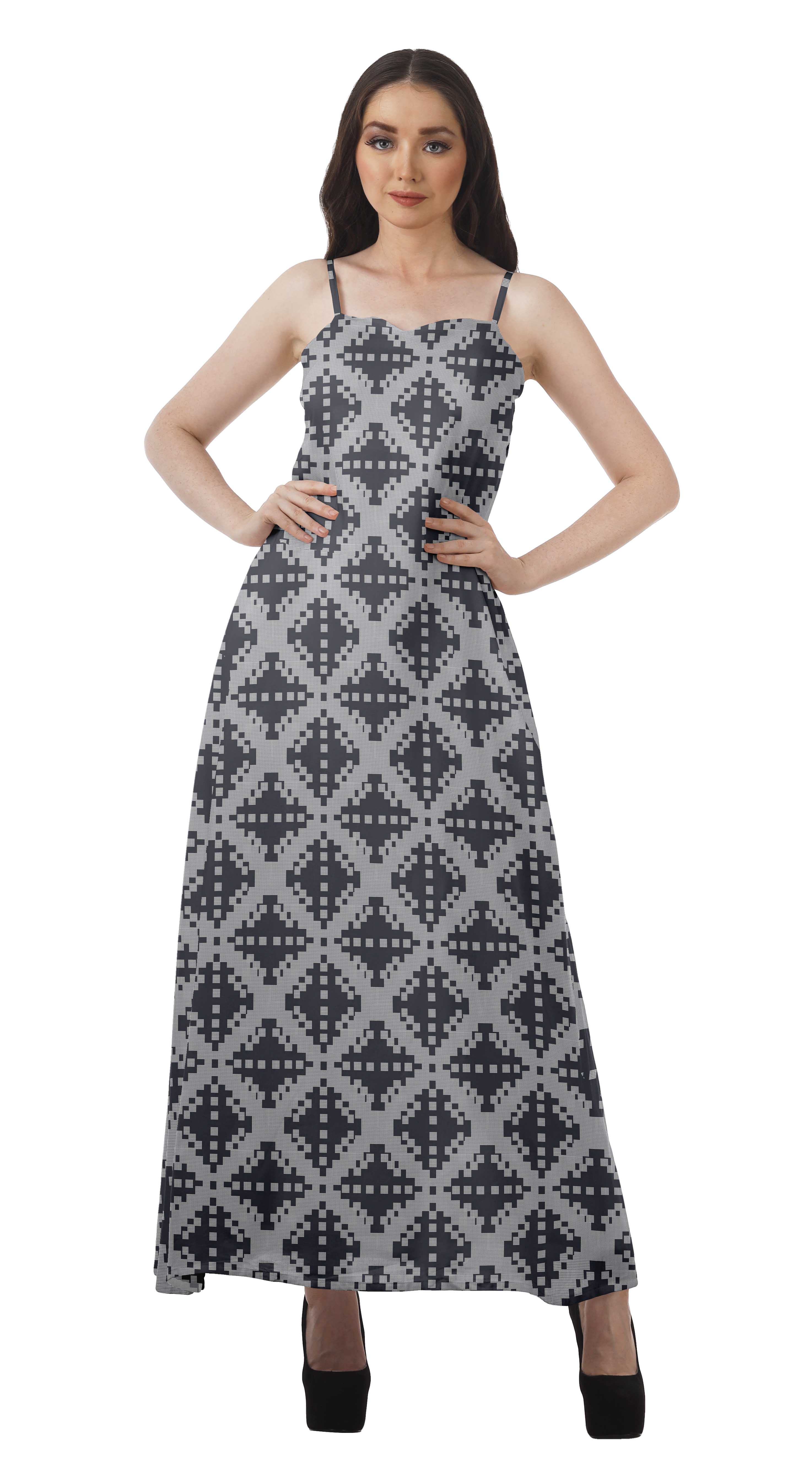 

Moomaya Sleeveless Womens Cocktail Dresses Printed Rayon Plus Size Dress XS сірий колір