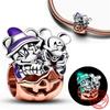 Copper Fits Genuine Bracelets Mickey Murano Glass Bead Dangle Charms Bead Necklaces Pendants DoItYourself Women Jewellery Gif