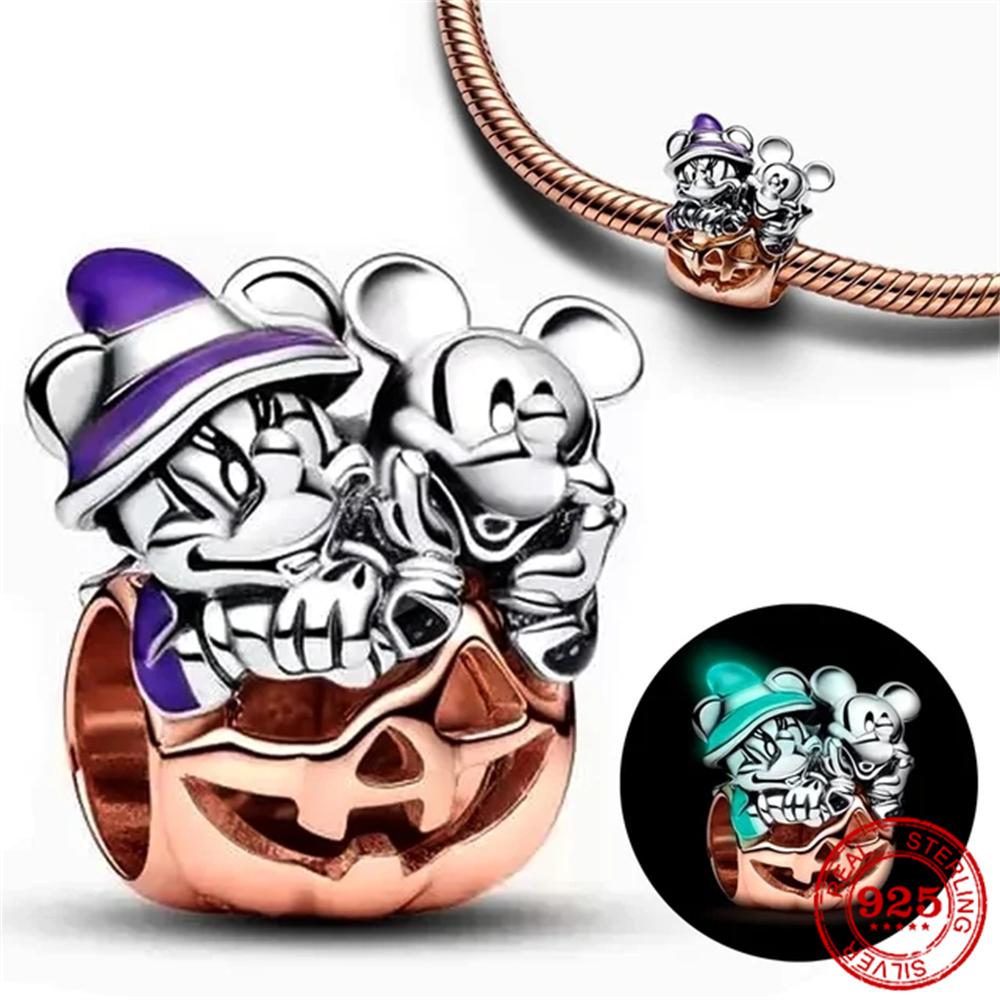 Copper Fits Genuine Bracelets Mickey Murano Glass Bead Dangle Charms Bead Necklaces Pendants DoItYourself Women Jewellery Gif