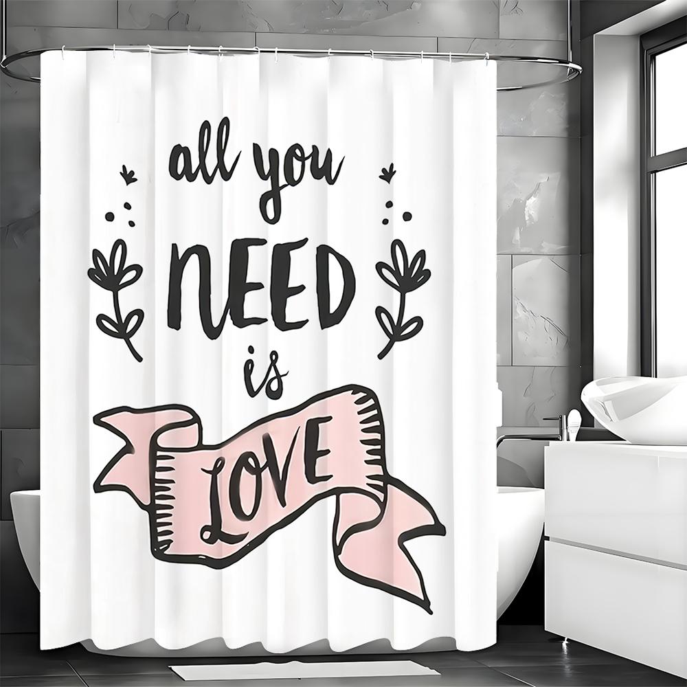 All you need is love shower curtains, bathroom decorative shower curtains, waterproof hooked shower curtains.
