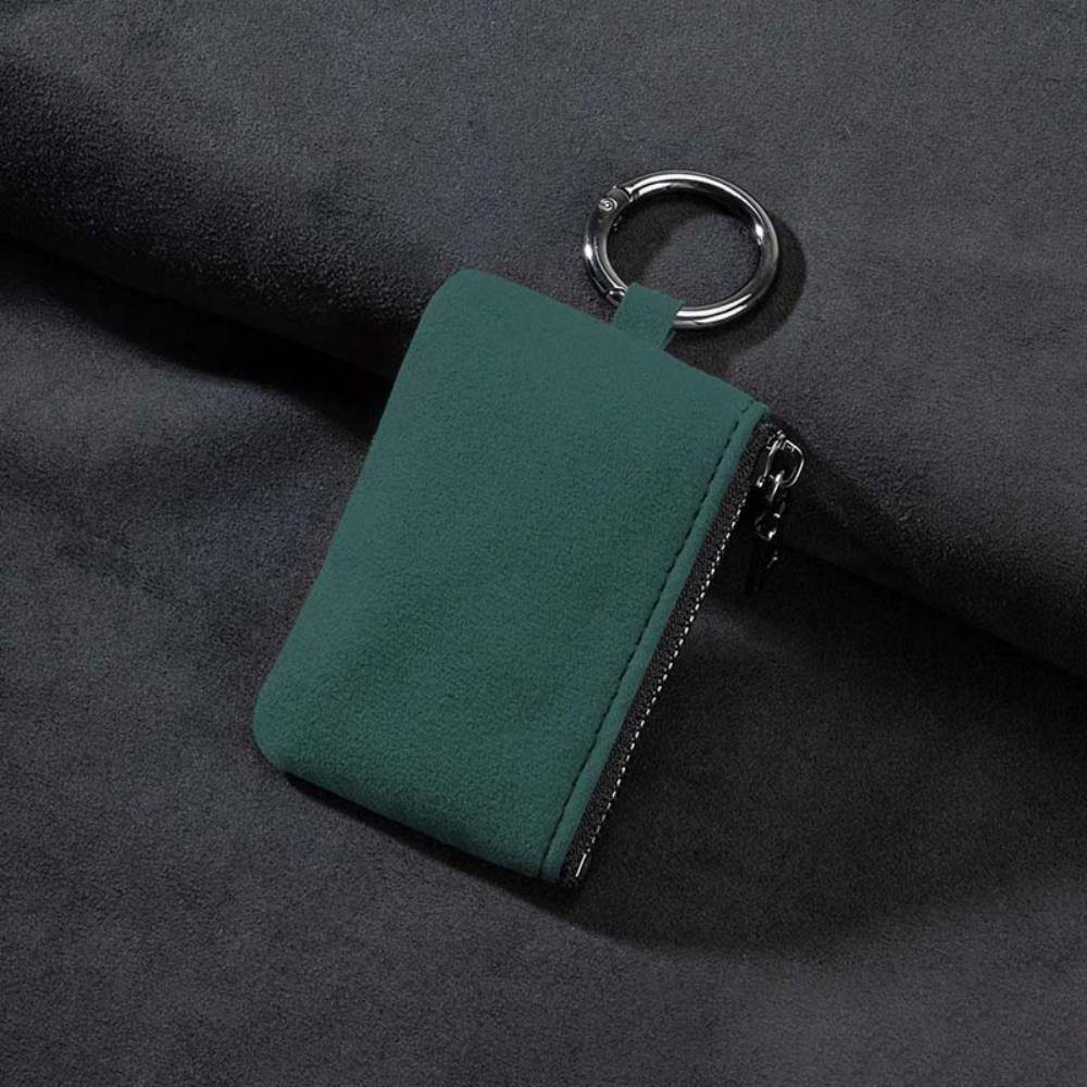Large-Capacity Zipper Key Pouch Bag Key Cover Suede Leather Key Case for Automotive Keys