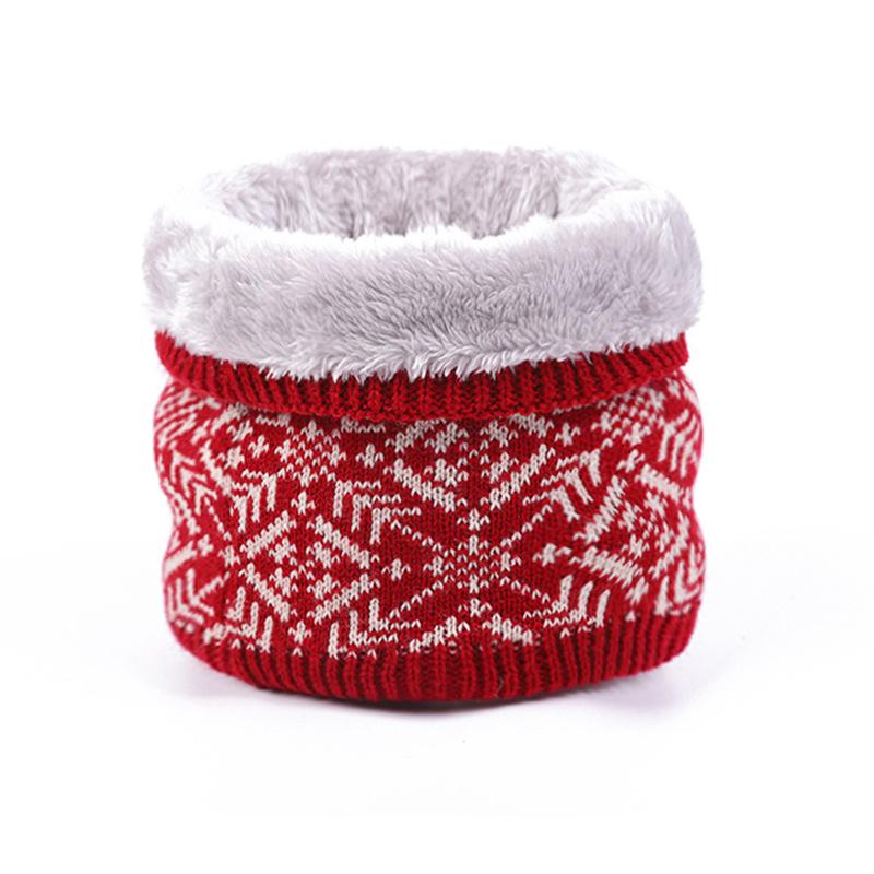 Winter Versatile Wool Neck Protector Neck Cover Women's Thickened Snowflake Knitted Scarf Cold-proof and Warm Scarf Men