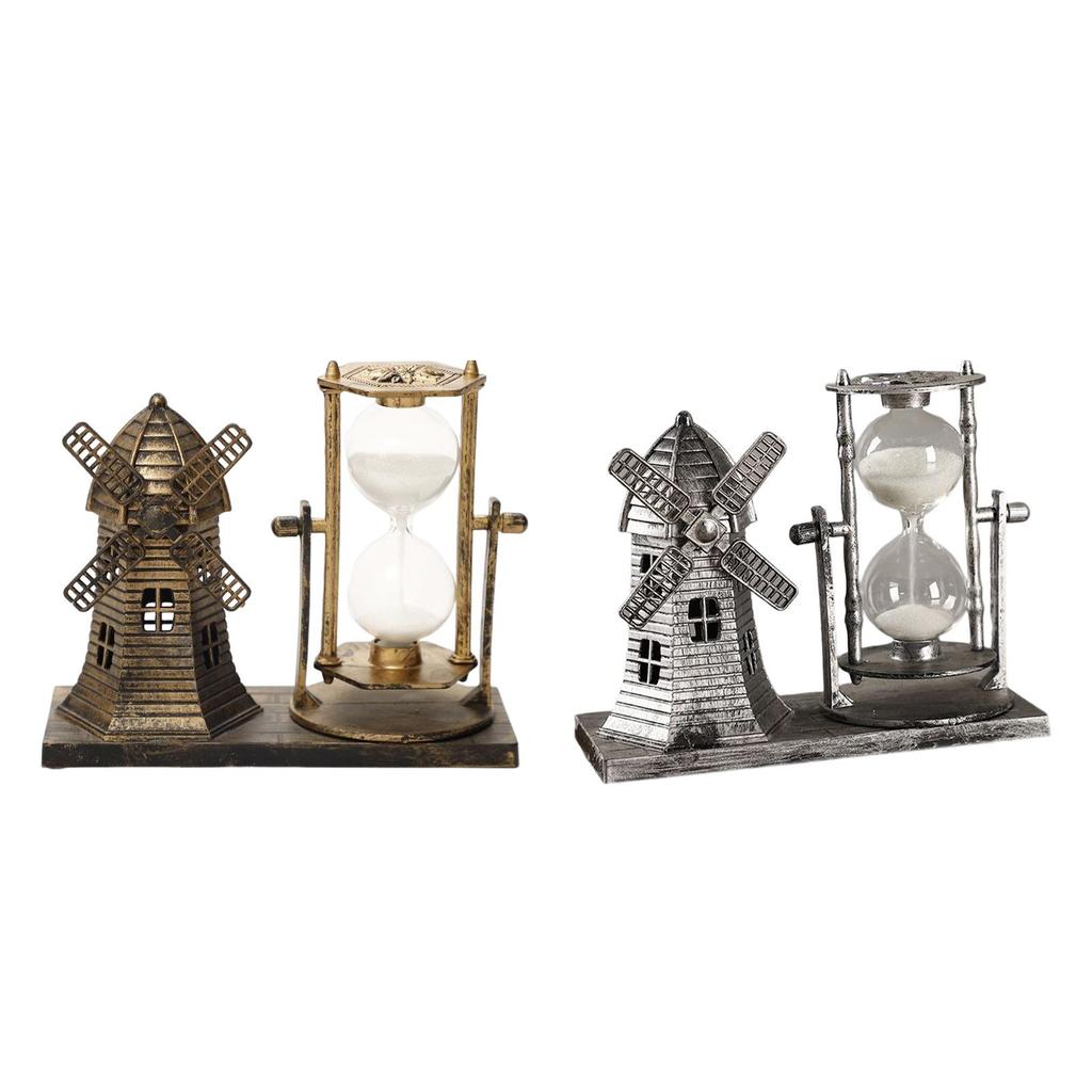 Retro Style Hourglass Sand Timer Sandglass Centerpiece Statue Sculpture Ornaments for Desk Bedroom Book Shelf Decorations