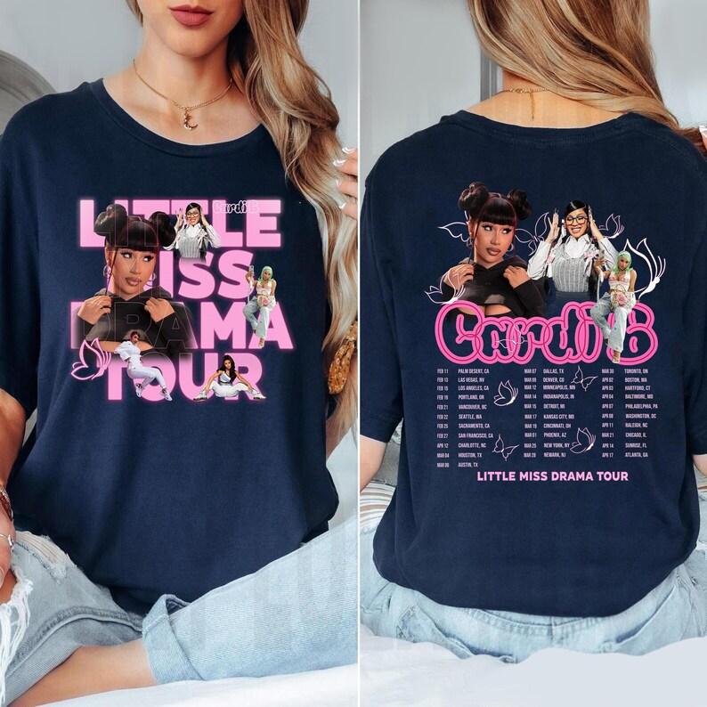 2026 Moda Letnia Modny T-shirt Mężczyźni Kobiety Vintage Top Koszulka z Trasy Cardi B Little Miss Drama Hip Hop Streetwear Oversize T-shirt