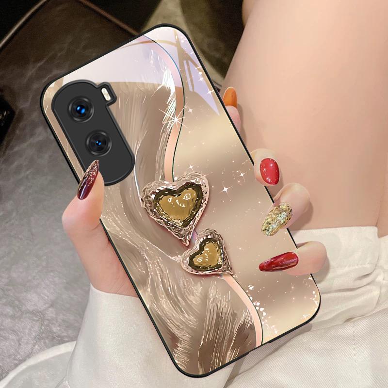 Bernstein Doppeltes Liebes-Für Honor 200 90 8X 9X Pro Lite P50 P40 Nova 10 11i P60 Magic4 6 Mate 20 50 Gehärtetes Glas Handyhülle