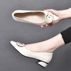Spring and Autumn Small Leather Shoes Women's Low-heeled Comfortable Women's Shoes New White Pointed Flat Shoes Spring and Autumn Single Shoes