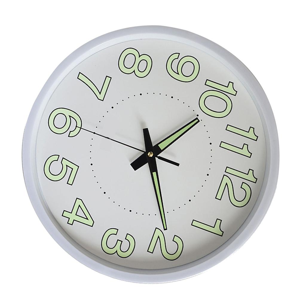 12 Inch Luminous Wall Clock Minimalist Round Quartz Clock for Bedroom Living Room Decoration White