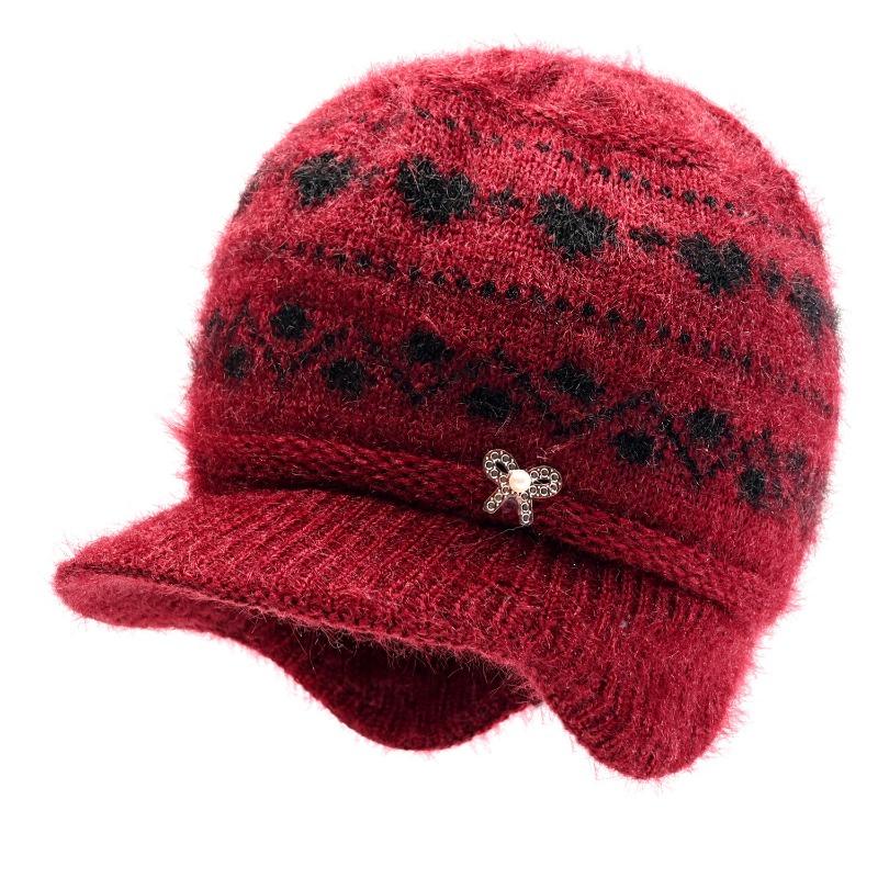 Winter Hat Women's Warm Hat Rabbit Hair Ear Protector Plush Thick Knitted Wool Hat