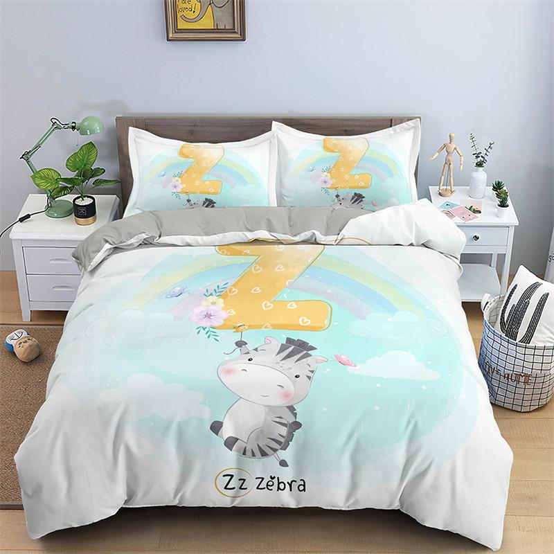 3D Cartoon Duvet Cover Lovely Animal Bedding Set Polyester Cute Bear Panda Elephant Quilt Cover Twin For Toddler Kids Child Room