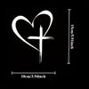 1pc Heart & Cross Car Sticker for Laptop, Truck, Vinyl Decal, Window Decoration, Stylish Waterproof White Stickers