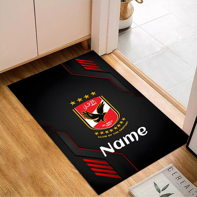 Custom Name Al-Ahly Club Crest Rug Game Carpet, Floor Mat for Bedroom Living Room Entryway Rug, Home Decor Idea Gift for Christmas birthday