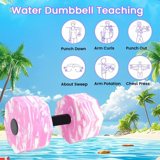 Water Sports Dumbbells Lightweight High-Density EVA Foam Barbells Easy to Grasp Men Women Fitness Dumbbells