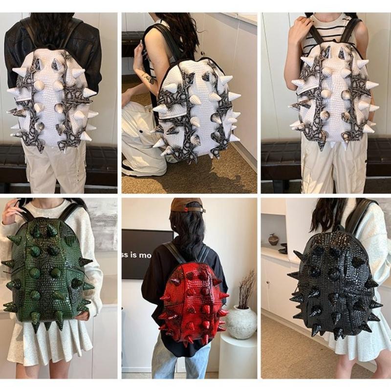 Punk Style Fashion Unique Design Backpacks 2025 New Hedgehog Large Capacity Bags Hot Style PU Personality Travel Bags Spike