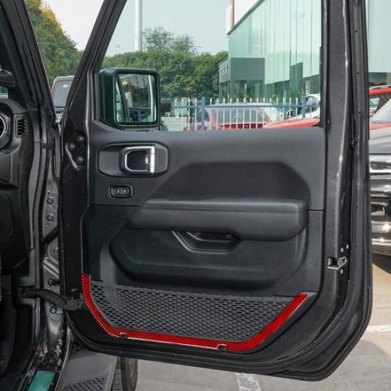Red Carbon Fiber Front Door Storage Cover Trim For Jeep Wrangler JL Gladiator