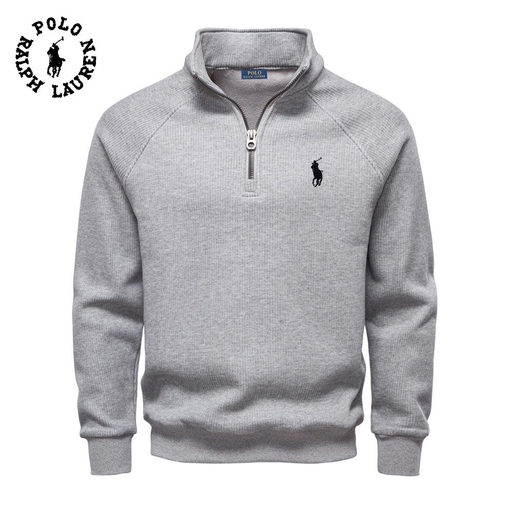 

Polo Ralph Lauren 2025 Новая осенне-зимняя вышивка Худи на молнии до половины Воротник-стойка Модный Универсальный Плюшевый Мужской Худи L