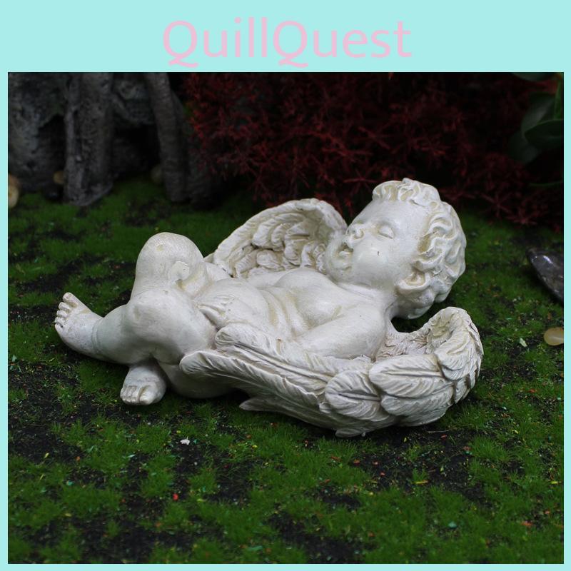 Angel Garden Ornament Resin Sculpture With Cupid Figure For Micro Landscape