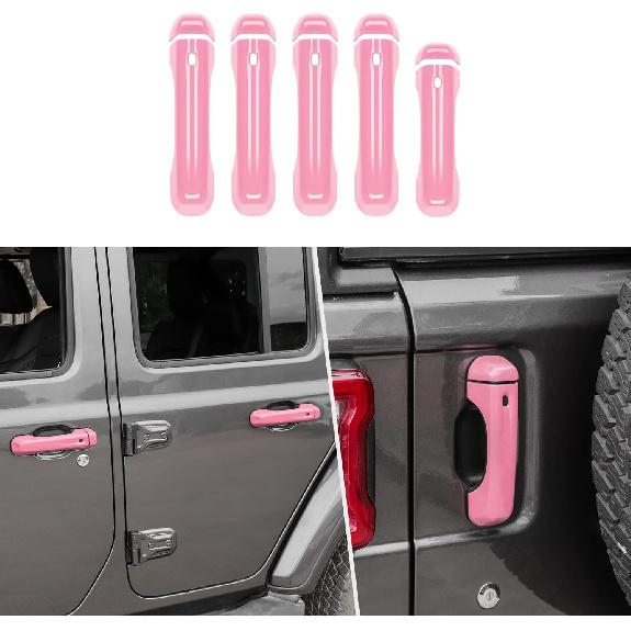 

RT-TCZ Carbon Fiber Door Handle Trim Cover Tailgate Handle Cover Exterior Decoration Accessories for Jeep Wrangler JL JLU 2018-2022 розовый