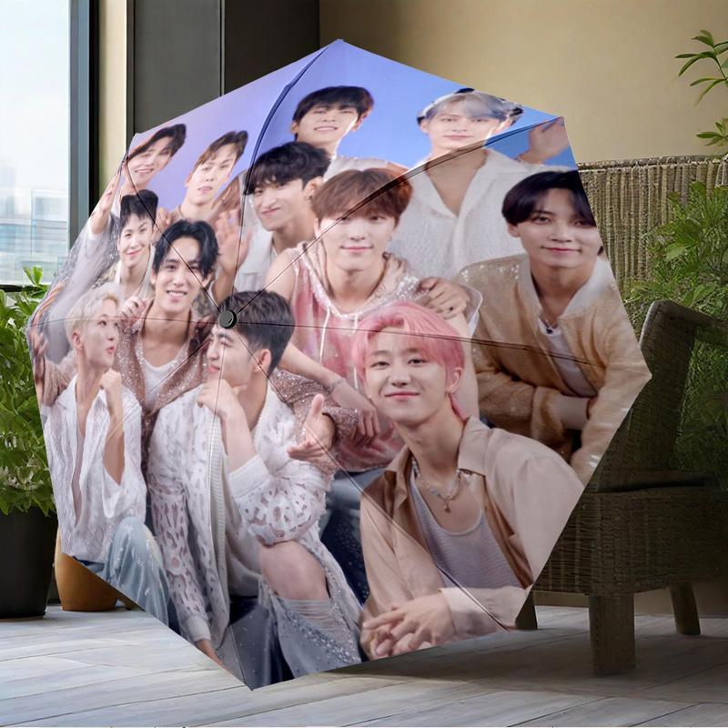 Seven-teen Group Umbrella Folding Umbrella, Automatic Umbrella 8-Frame for Travel, Camping Use Gift for Halloween Christmas