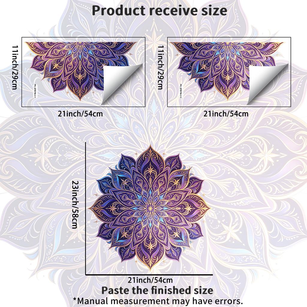 Sticker Mural Mandala de Luxe Auto-adhésif Amovible PVC Bohème Salon Chambre Décoration de Maison