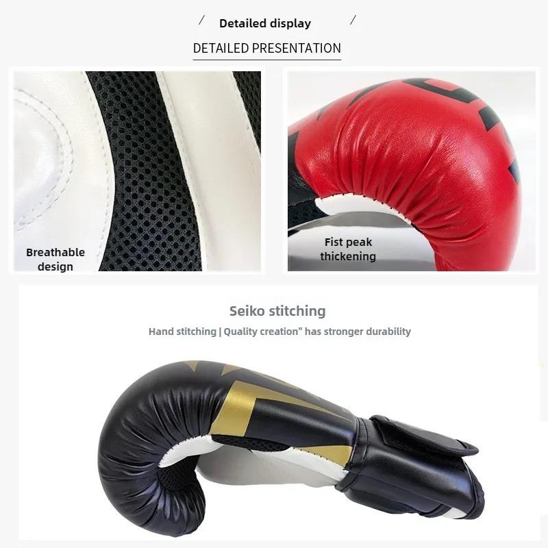 Guantoni da Boxe Professionali in Pelle PU Traspiranti per Taekwondo Muay Thai 6oz 8oz 10oz 12oz 14oz 16oz Multitaglia Attrezzatura da Allenamento