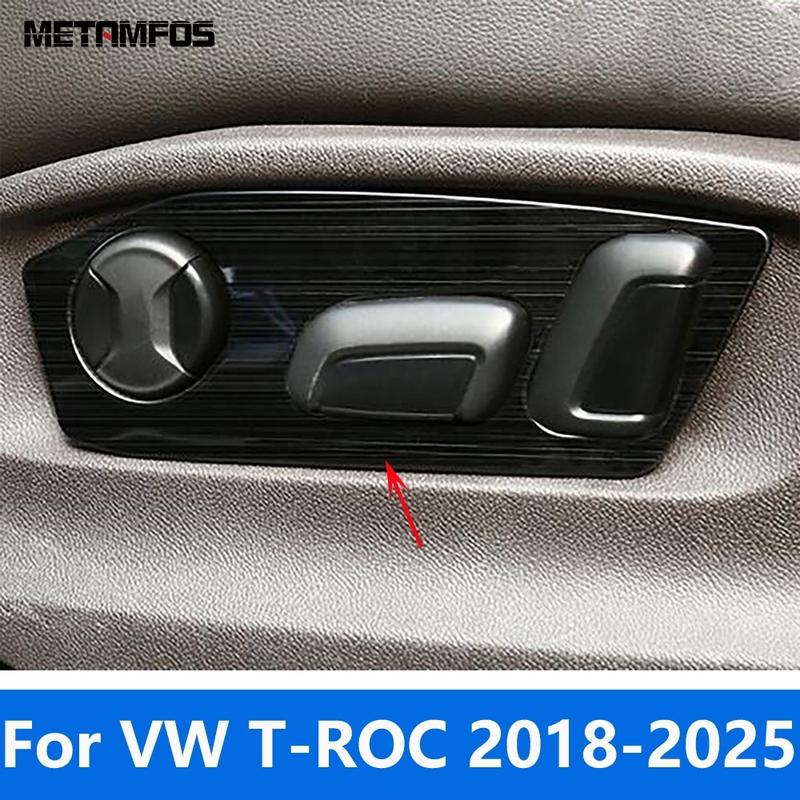 For Volkswagen VW T-Roc TROC 2018-  2024 2025 Carbon Fiber Seat Adjustment Switch Button Cover Trim Interior Accessories