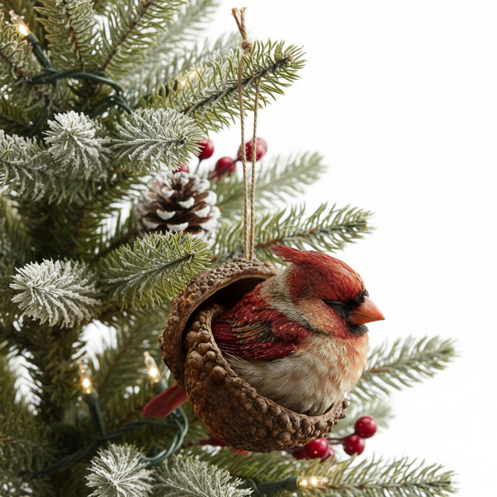 3D Forest Animal Acorn Ornaments Resin Pine Cone Bird Hanging Decoration Christmas Tree Pinecone Pendants for Home Decor