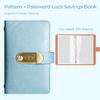 Financial Planning Notebook A6 Password Lock Cash Budget Organizer, PU Leather And Relief Cover, Security Binder 100 Pocket Savings Challenge Booklet